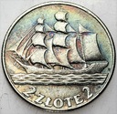 2 zł złote 1936 Żaglowiec Żaglówka Statek