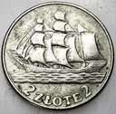 2 zł złote 1936 Żaglowiec Żaglówka Statek SREBRO
