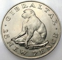 Gibraltar 25 Pensów 1971 Małpa