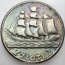 2 zł złote 1936 Żaglowiec Żaglówka Statek
