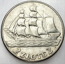 2 zł złote 1936 Żaglowiec Żaglówka Statek