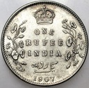 Indie 1 Rupia 1907 SREBRO