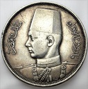 Egipt 10 Piastrów 10 Qirish 1937 Faruk I SREBRO