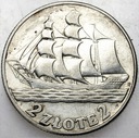 2 zł złote 1936 Żaglowiec Żaglówka Statek