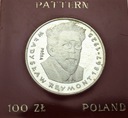 100 zł złotych 1977 REYMONT Głowa w Prawo Próba Ag