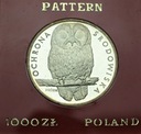 1000 zł złotych 1986 PRÓBA Ag, Sowa RZADKA