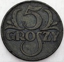 II RP 5 gr. Pięć groszy 1934 BARDZO RZADKA