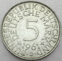 Niemcy 5 Marek Funf Mark 1961 D SREBRO
