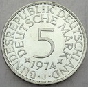Niemcy 5 Marek Funf Mark 1974 J SREBRO