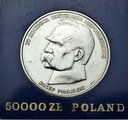50000 zł złotych 1988 JÓZEF PIŁSUDSKI SREBRO