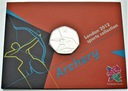 Londyn2012 Monety Olimpijskie 50 Pensów Łucznictwo