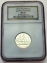 2 zł złote 1936 Żaglowiec Żaglówka Statek NGC MS61