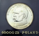50000 zł złotych 1988 JÓZEF PIŁSUDSKI SREBRO