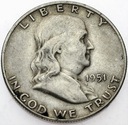 USA 1/2 Dolara Half Dollar 1951 Benjamin Franklin