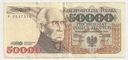 1989 50000 zł złotych Staszic seria F