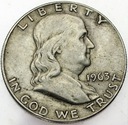 USA 1/2 dolara 1963 Half Dollar Franklin SREBRO