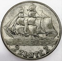 2 zł złote 1936 Żaglowiec Żaglówka Statek SREBRO
