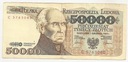 1989 50000 zł złotych Staszic seria C