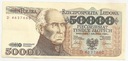 1989 50000 zł złotych Staszic seria D