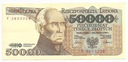 1989 50000 zł złotych Staszic seria F