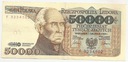 1989 50000 zł złotych Staszic seria F