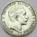 Niemcy 3 Marki Drei Mark 1908 A. Prusy