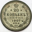 Rosja 20 kopiejek 1907 SREBRO