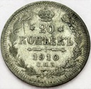Rosja 20 kopiejek 1910 SREBRO