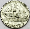 2 zł złote 1936 Żaglowiec Żaglówka Statek SREBRO