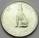 Kanada 50 centów 1967 Wilk SREBRO